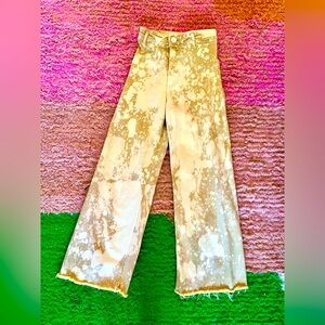 Yellow Acid Wash Wide Leg Jeans upcycled Zara marine jeans